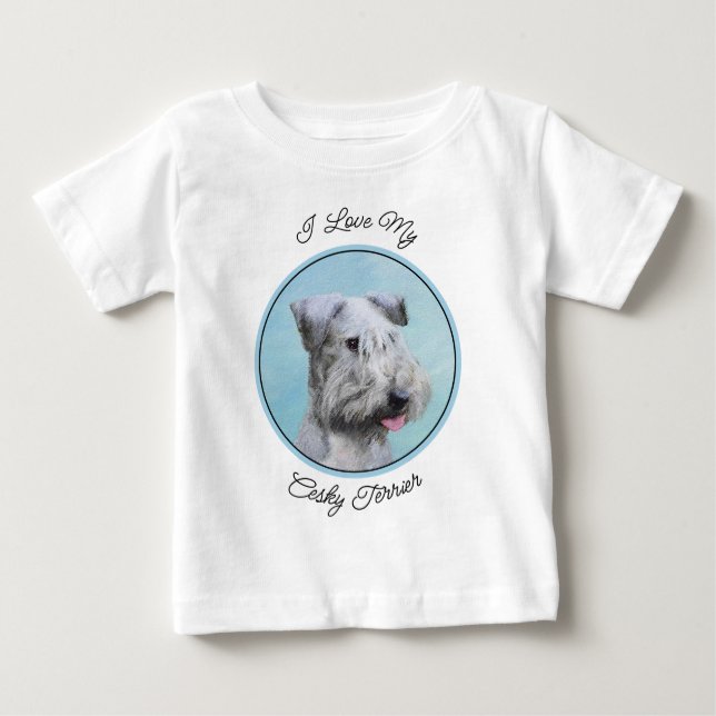 Cesky Terrier Painting - Cute Original Dog Art Baby T-Shirt (Front)