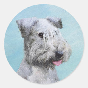 Cesky Terrier Painting - Cute Original Dog Art Classic Round Sticker