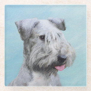 Cesky Terrier Painting - Cute Original Dog Art Glass Coaster