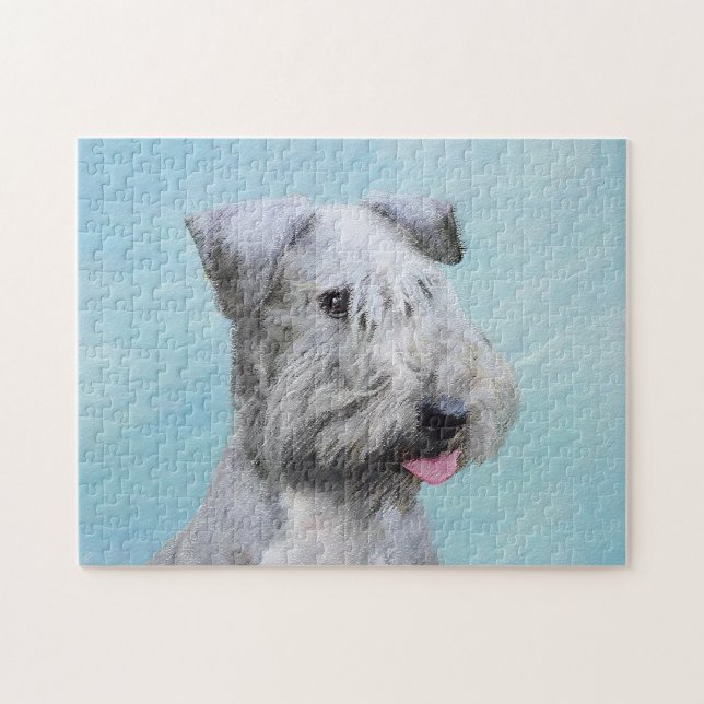 Cesky Terrier Painting - Cute Original Dog Art Jigsaw Puzzle (Horizontal)