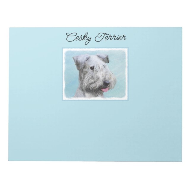 Cesky Terrier Painting - Cute Original Dog Art Notepad (Front)