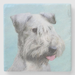 Cesky Terrier Painting - Cute Original Dog Art Stone Coaster