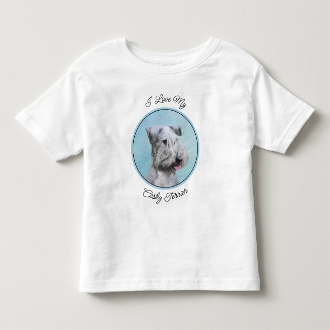 Cesky Terrier Painting - Cute Original Dog Art Toddler T-Shirt (Front)