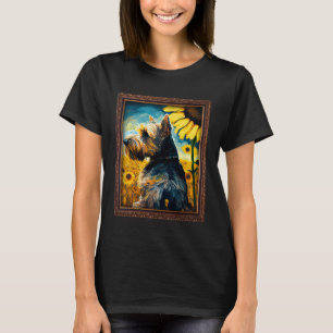 Cesky Terrier Painting Sunflower Flower Mum Women T-Shirt
