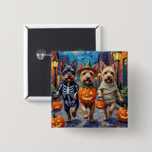 Cesky Terrier Trick-or-Treating Halloween Costume 15 Cm Square Badge