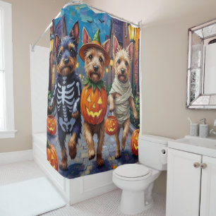 Cesky Terrier Trick-or-Treating Halloween Costume  Shower Curtain