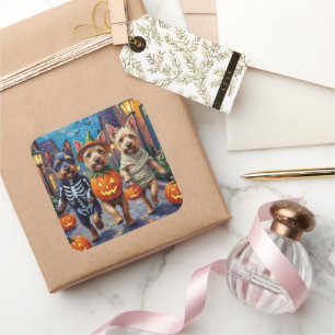 Cesky Terrier Trick-or-Treating Halloween Costume  Square Sticker