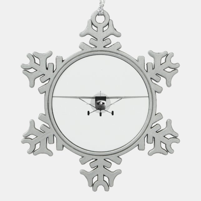 Cessna 152 snowflake pewter christmas ornament (Front)