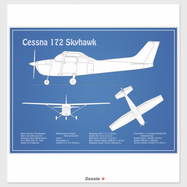 Cessna 172 Skyhawk - Aeroplane Blueprint Plans  AB (Sheet)