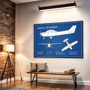 Cessna 172 Skyhawk - Aeroplane Blueprint Plans  AB Poster