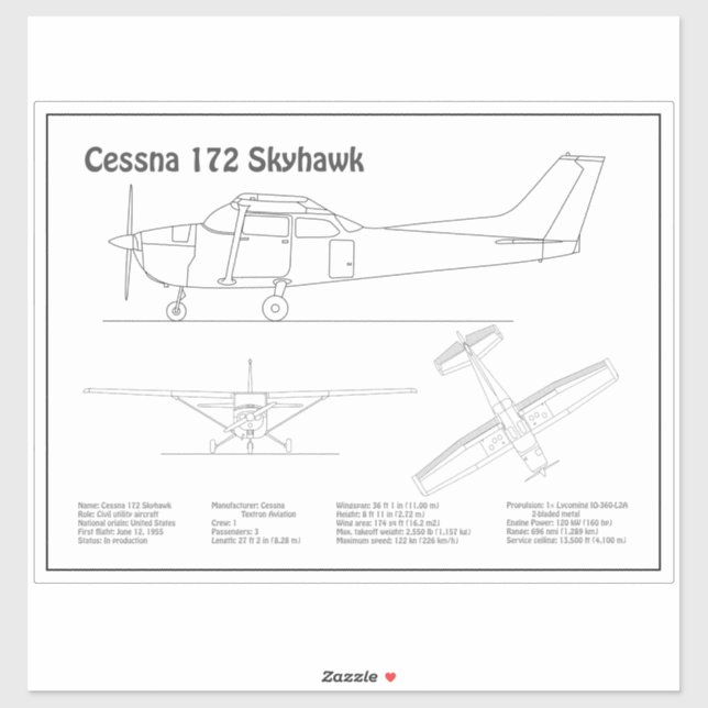 Cessna 172 Skyhawk - Aeroplane Blueprint Plans BD (Sheet)