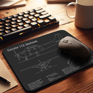 Cessna 172 Skyhawk - Aeroplane Blueprint Plans PD Mouse Pad