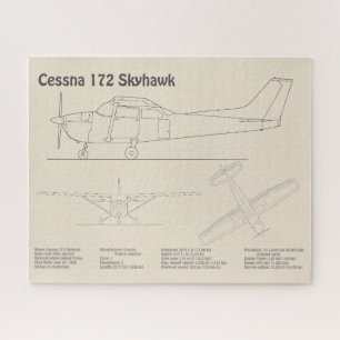 Cessna 172 Skyhawk - Aeroplane Blueprint Plans SD Jigsaw Puzzle