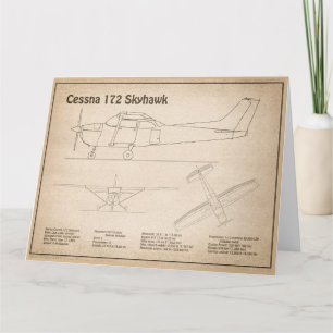 Cessna 172 Skyhawk - Aeroplane Blueprint Plans SD Thank You Card
