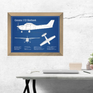 Cessna 172 Skyhawk - Airplane Blueprint Plans  ABD Photo Print