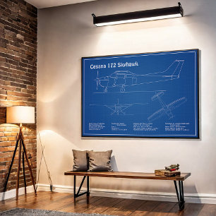 Cessna 172 Skyhawk - Airplane Blueprint Plans AD Poster