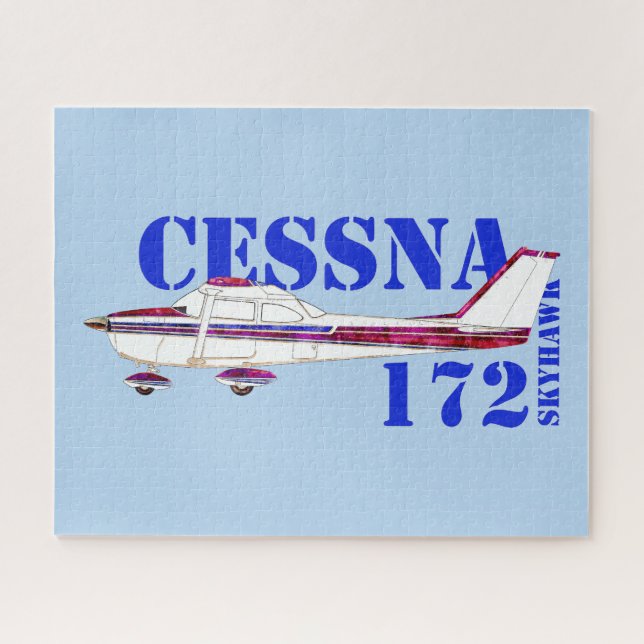 Cessna 172 Skyhawk Illustration Bold Text Design Jigsaw Puzzle (Horizontal)
