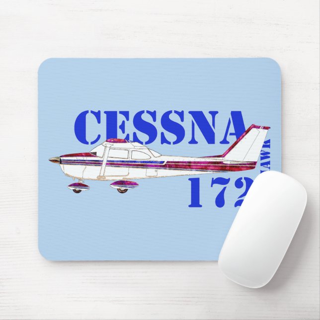 Cessna 172 Skyhawk Illustration Bold Text Design Mouse Pad (With Mouse)