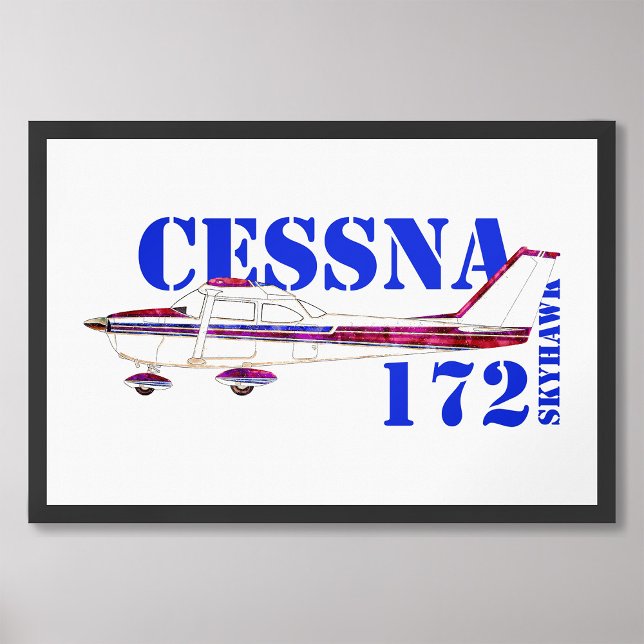 Cessna 172 Skyhawk Illustration Bold Text Design Photo Print (Creator Uploaded)