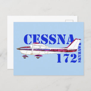 Cessna 172 Skyhawk Illustration Bold Text Design Postcard