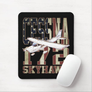 Cessna 172 Skyhawk with Vintage United States Flag Mouse Pad