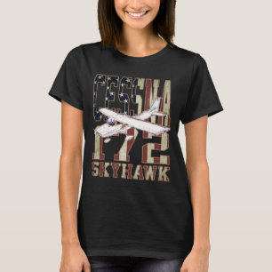 Cessna 172 Skyhawk with Vintage United States Flag T-Shirt