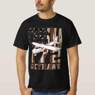 Cessna 172 Skyhawk with Vintage United States Flag T-Shirt