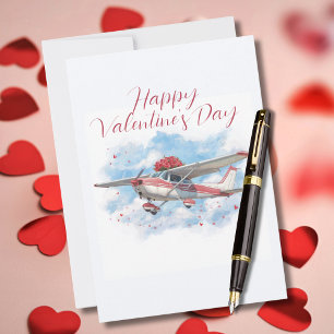 Cessna Aeroplane carries Flower Bouquet Photo Funn Holiday Card