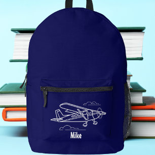Cessna Aeroplane Clouds Aviation Blue Custom Name Printed Backpack