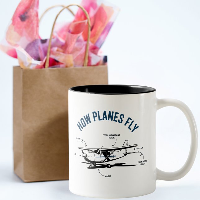 Cessna Aeroplane Funny How Planes Fly Pilot Flying Two-Tone Coffee Mug (Creator Uploaded)