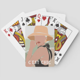 C'est Chic Elegant Summer French Woman in SunHat Playing Cards