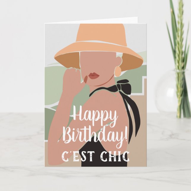 C'est Chic French Woman Happy Birthday Card (Front)