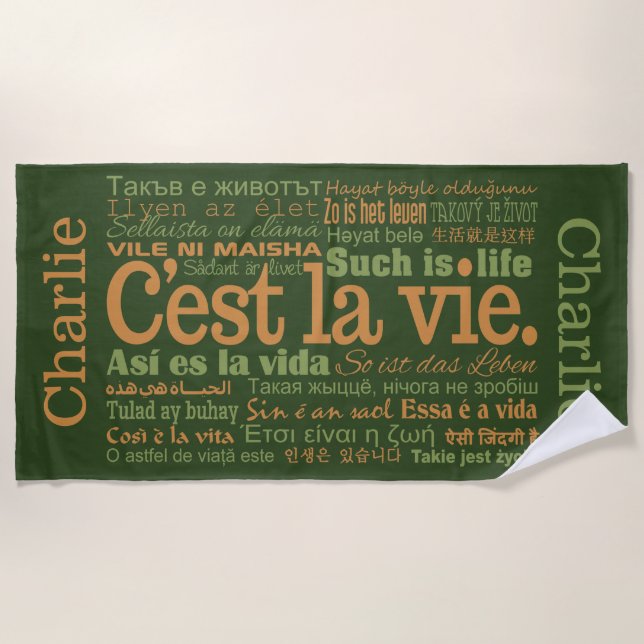 C'est La Vie custom name beach towel (Front)