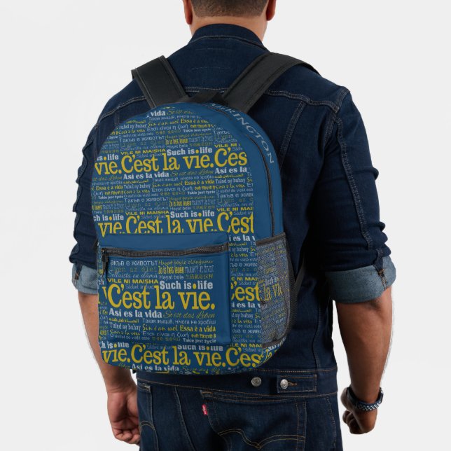 C'est La Vie Custom Name Printed Backpack (Insitu (Model))