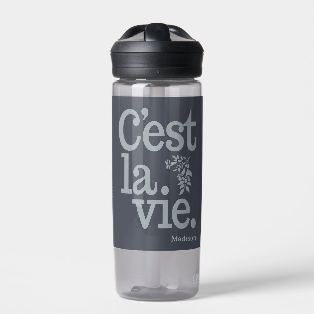 C'est La Vie Custom Name Water Bottle (Front)