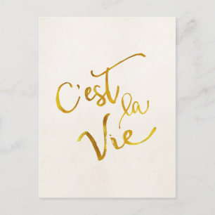 C'est La Vie Gold Faux Foil Metallic Motivational Postcard