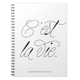 C'est La Vie Modern Script Personalised Notebook