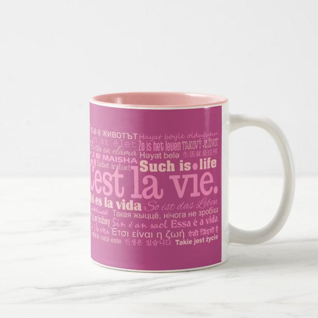 C'est La Vie mugs - choose style & colour (Right)