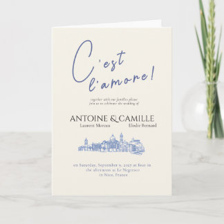 C'est l'Amour French Riviera Wedding Card