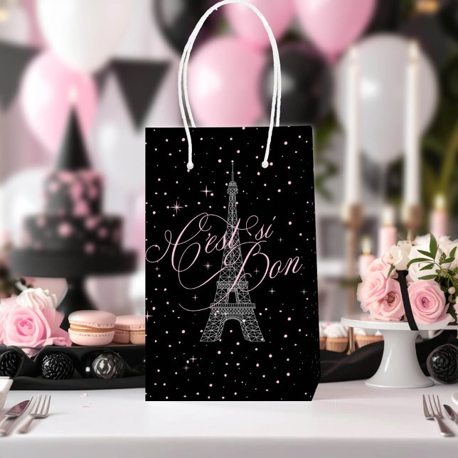 C'est si Bon Parisian Sweet 16 Pink Black ID1162 Medium Gift Bag (Creator Uploaded)