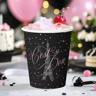 C'est si Bon Parisian Sweet 16 Pink Black ID1162 Paper Cups