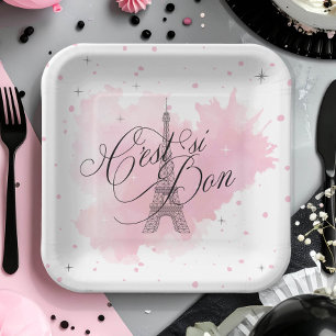 C'est si Bon Parisian Sweet 16 Pink Splash ID1162 Paper Plate