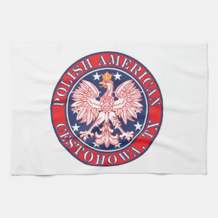 Cestohowa Texas Polish American Eagle Tea Towel