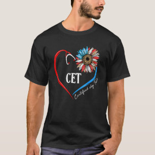 Cet Certified Ekg Tech Usa Sunflower Stethoscope H T-Shirt