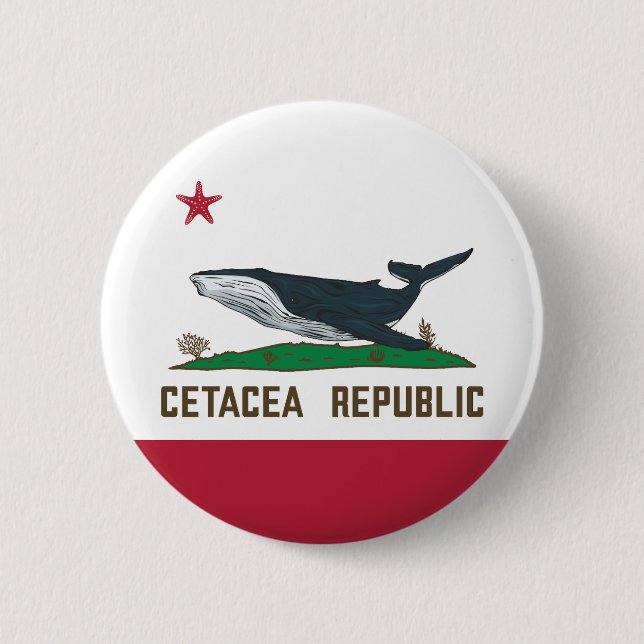 Cetacea Republic Whale Flag Rorqual 6 Cm Round Badge (Front)