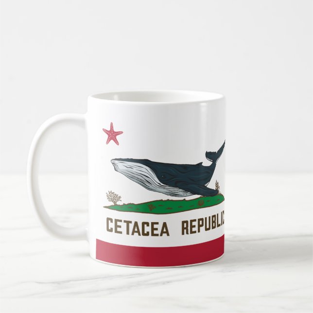 Cetacea Republic Whale Flag Rorqual Coffee Mug (Left)