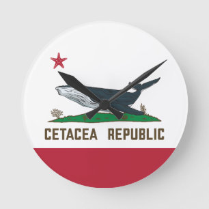 Cetacea Republic Whale Flag Rorqual Round Clock