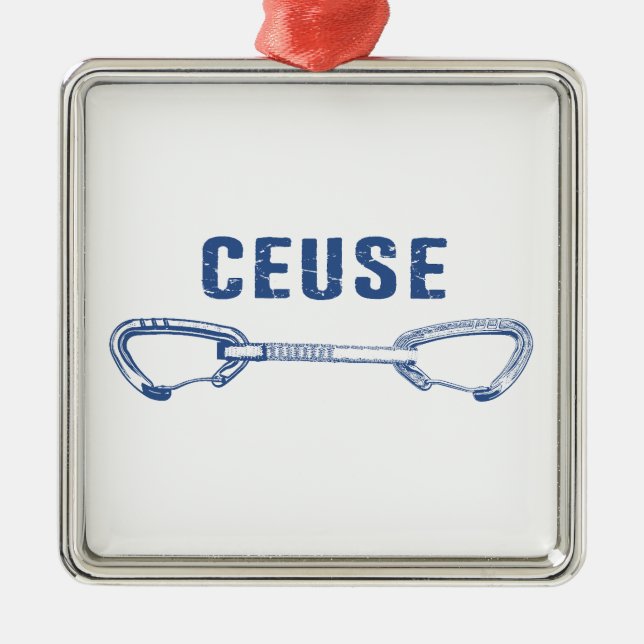 Ceuse France Rock Climbing Quickdraw Metal Ornament (Front)