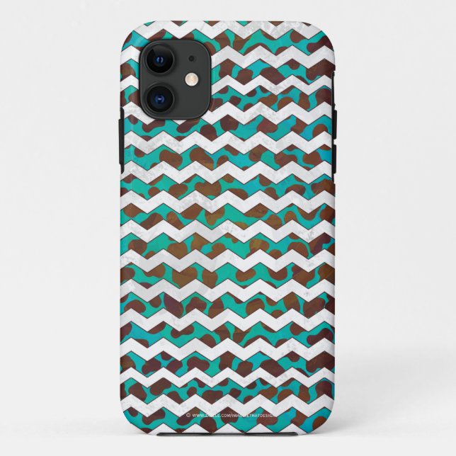 Cevron Dalmatian Brown and Teal Case-Mate iPhone Case (Back)