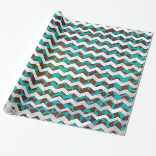 Cevron Dalmatian Brown and Teal Wrapping Paper